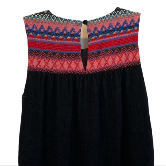 Anthropologie C&C California Mini Black Dress with Colorful Embroidery. Size XS - Picture 4 of 11